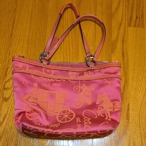 Coach Vibrant Pink and Orange Shoulder Bag